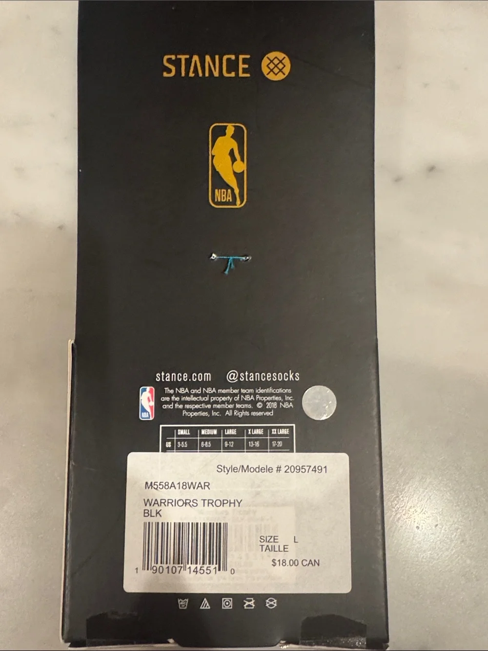 Stance Black & Gold Golden State Warriors Taille Socks